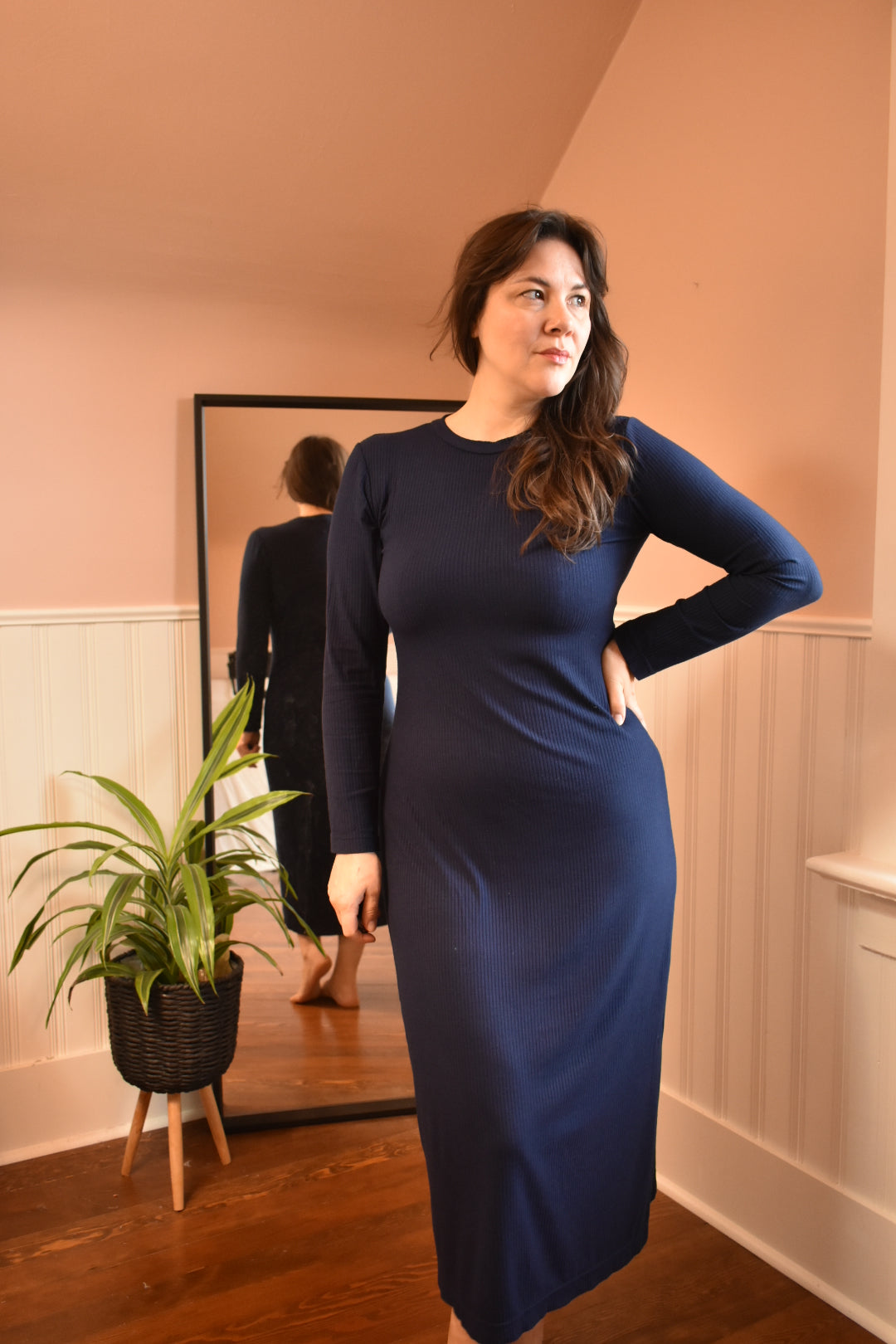 Rib Knit Crewneck Dress - Made to Order